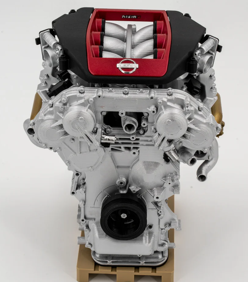 Twin-turbo V6 performance engine, crated on a pallet ready for collection.